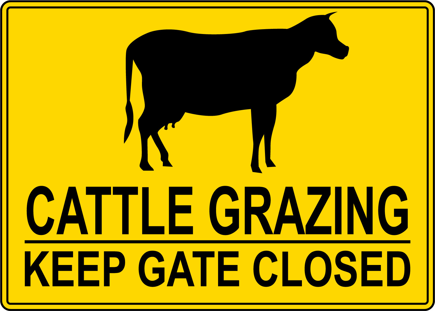 CATTLE GRAZING KEEP GATE CLOSED | Adhesive Vinyl Sign Decal