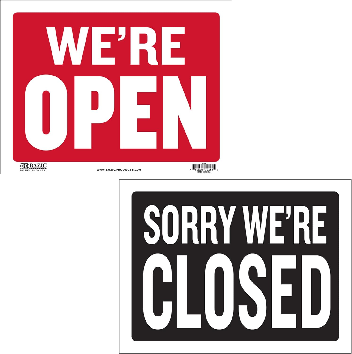 Open Sign with Closed Sign on Back, 12 X 16 In, Weather Resistant, for Stores Of