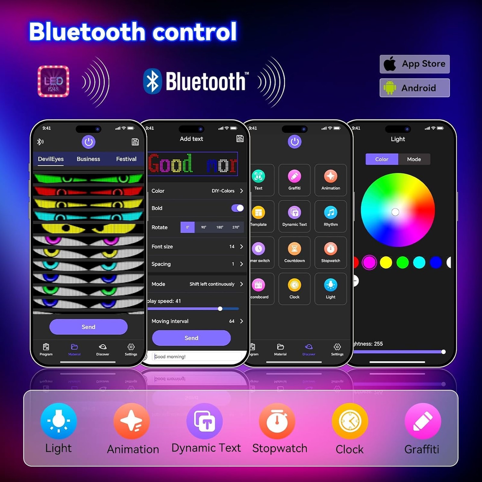 Large Programmable LED Sign, P5 Indoor Store Display Bluetooth App Compatible