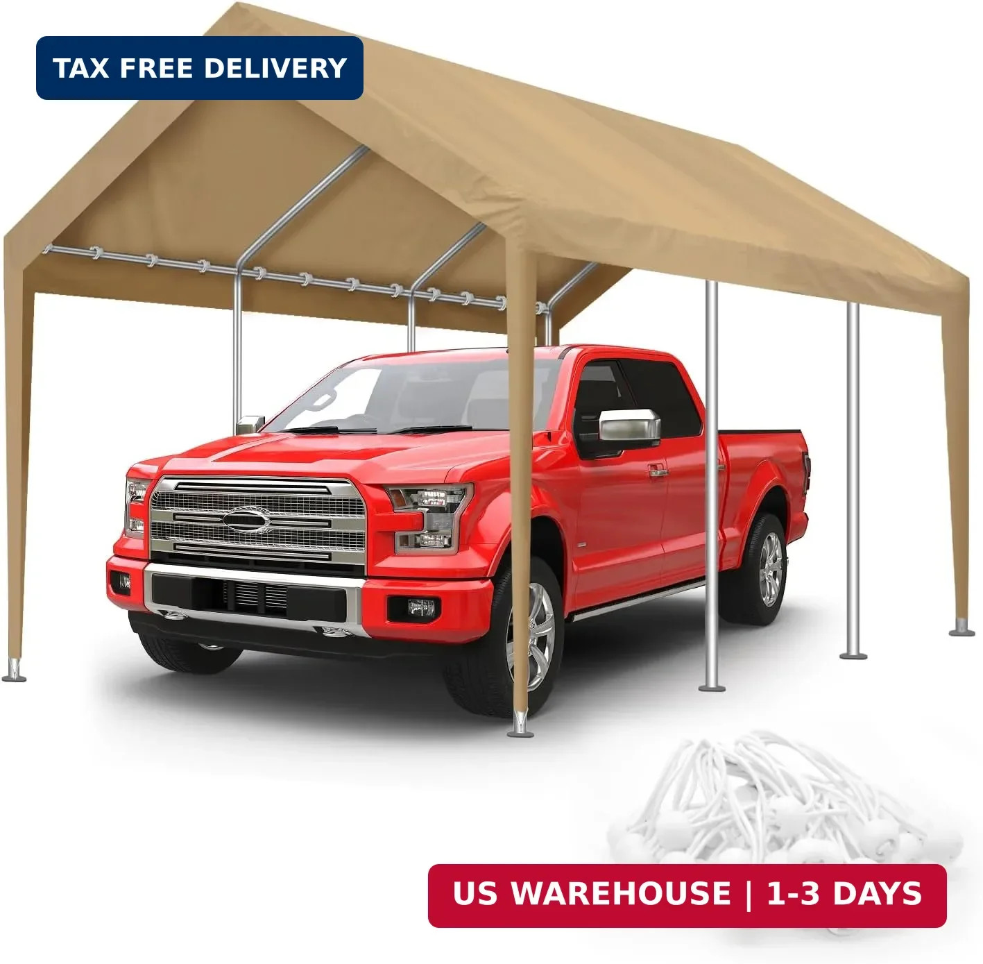 10X20Ft Carport Canopy Replacement Cover Heavy Duty Waterproof & UV Protected, A