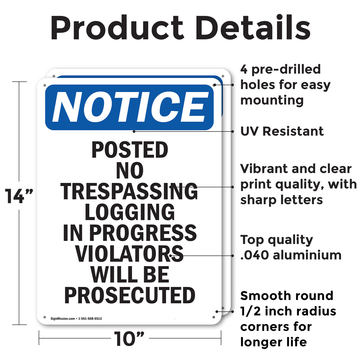 (2 Pack) Posted No Trespassing Logging OSHA Notice Sign Decal Metal Plastic