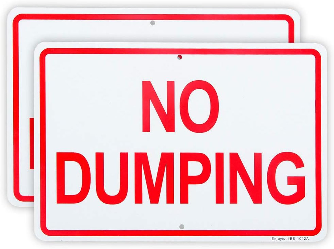 2 Pack No Dumping Sign, 10″X 7″ .04″ Aluminum Sign Rust Free Aluminum-Uv Protect