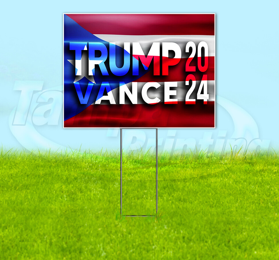 TRUMP VANCE 2024 Puerto Rico MAGA FJB 18×24 Yard Sign Snipe Election YS00042