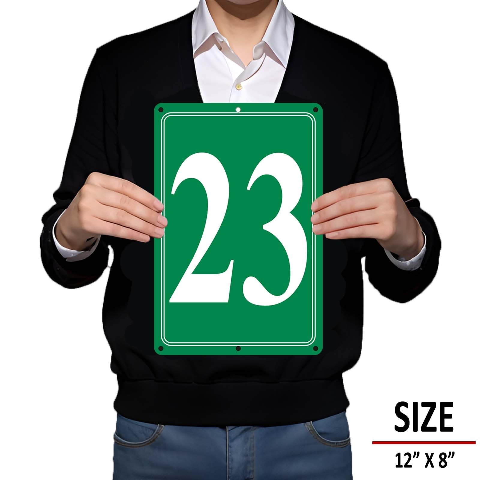 i-CowFun Premium Aluminum Number Signs 23, Metal 12″ X 8″ Green Numbered Sign…