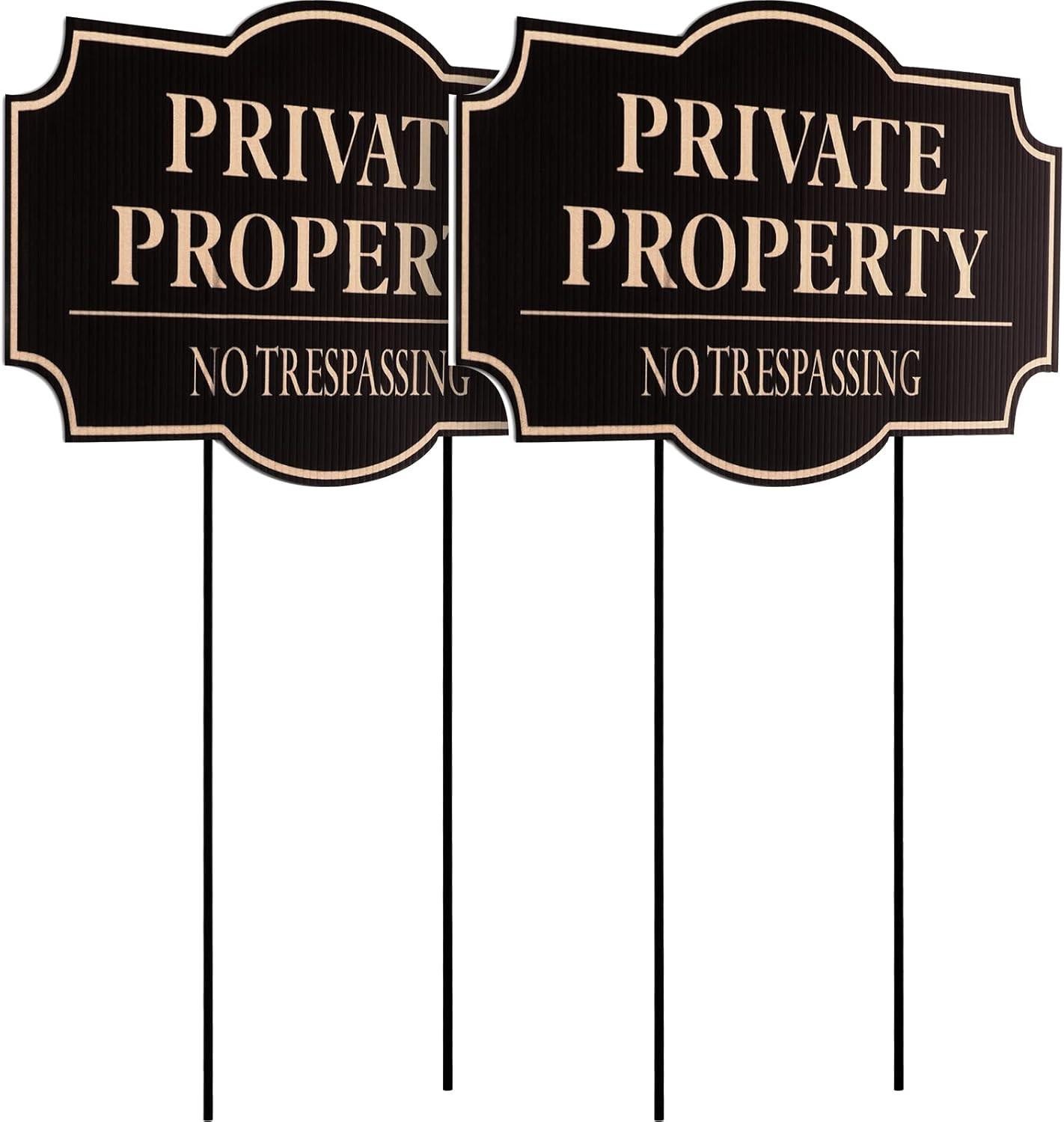 2-pack No Trespassing Signs, 11.8 X 6.7 Inches, Private Property Decorative Sign