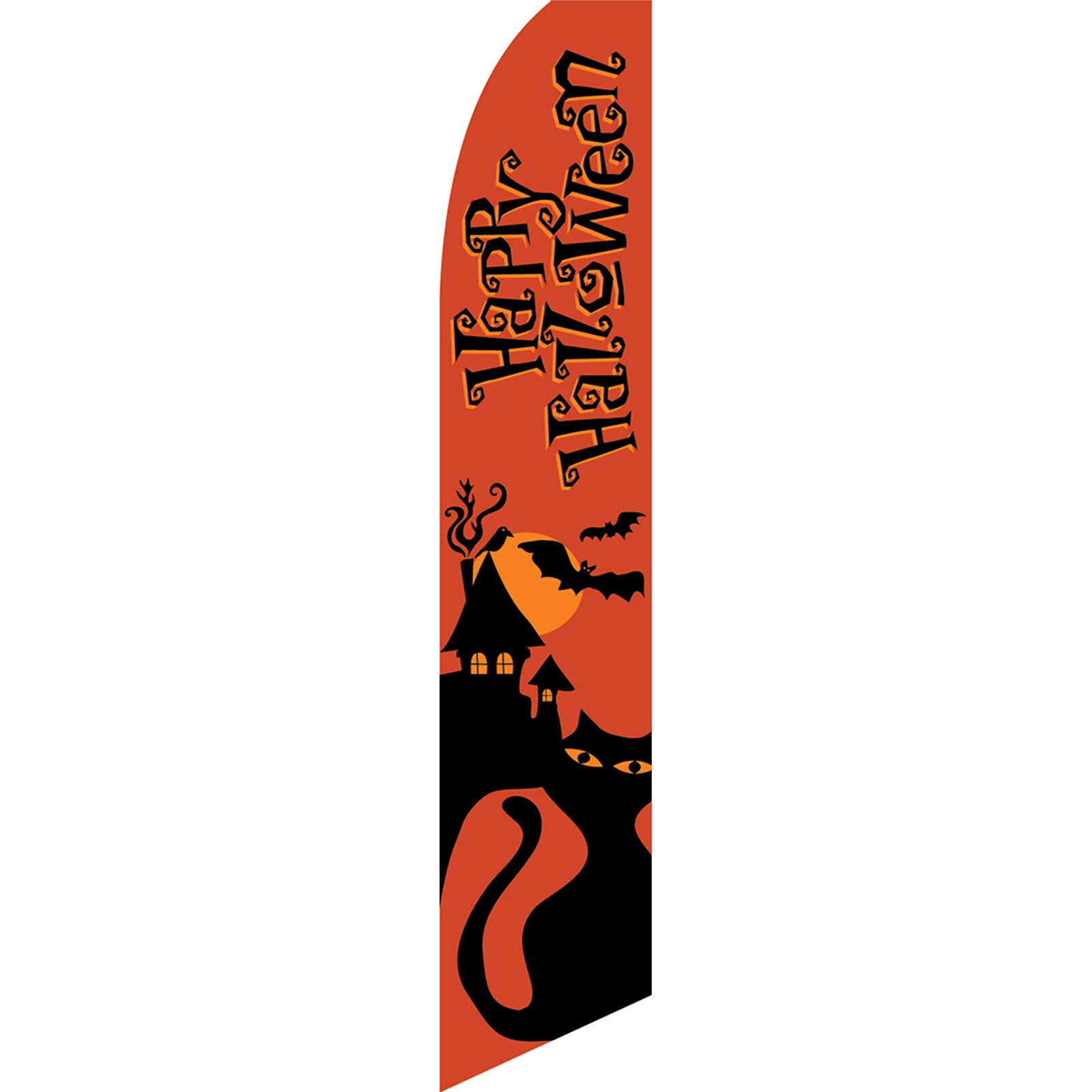 Happy Halloween Castle/Cat/Bats 2 1/2 ft X 11 1/2 ft Polyester Swooper Flag