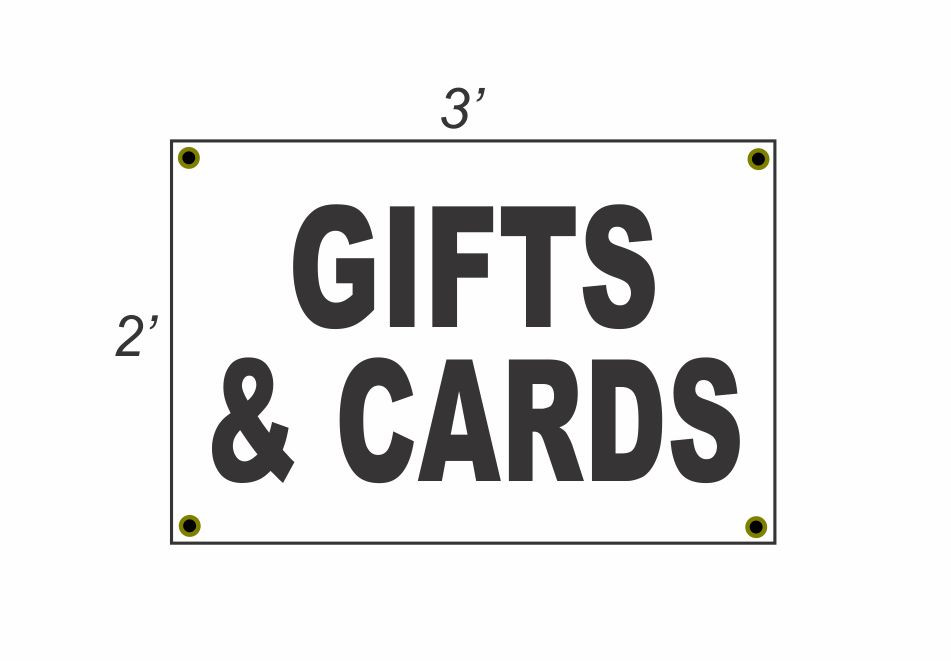 2×3 GIFTS & CARDS Black & White Banner Sign NEW Discount Size & Price FREE SHIP