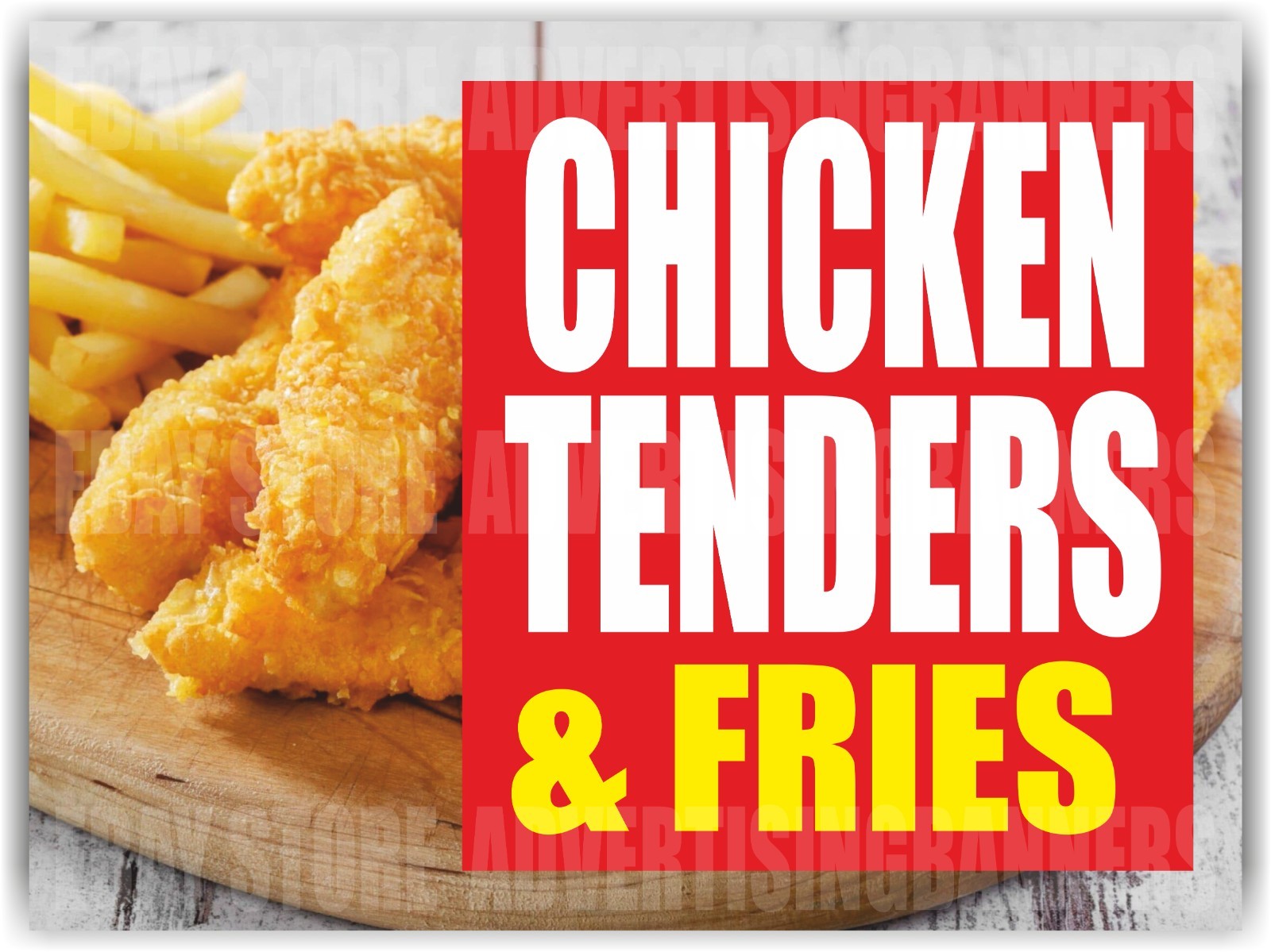CHICKEN TENDERS FRIES Yard Sign with H-Stakes Fried Hot Fresh Street Food