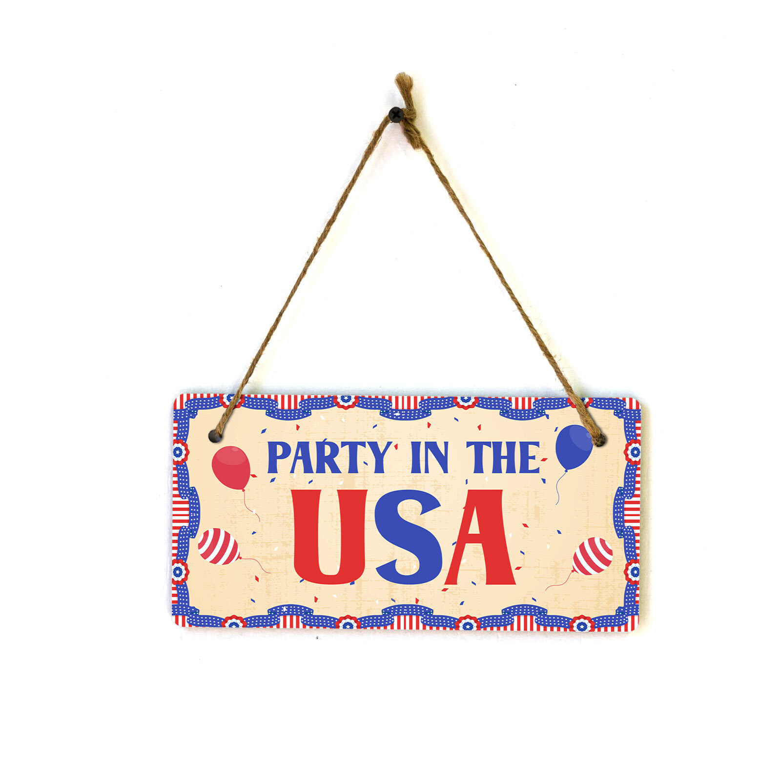 Party In The USA 5×10 Hanging Plus Wall or Door Sign | USA Home Decor