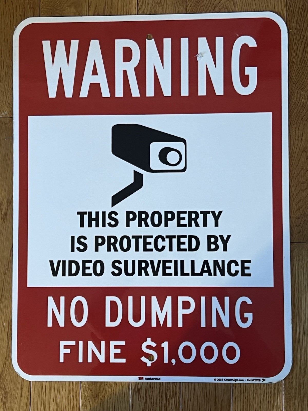 Warning No Dumping / Video Surveillance Sign, 24 x 18, Smart Sign 2014, Metal