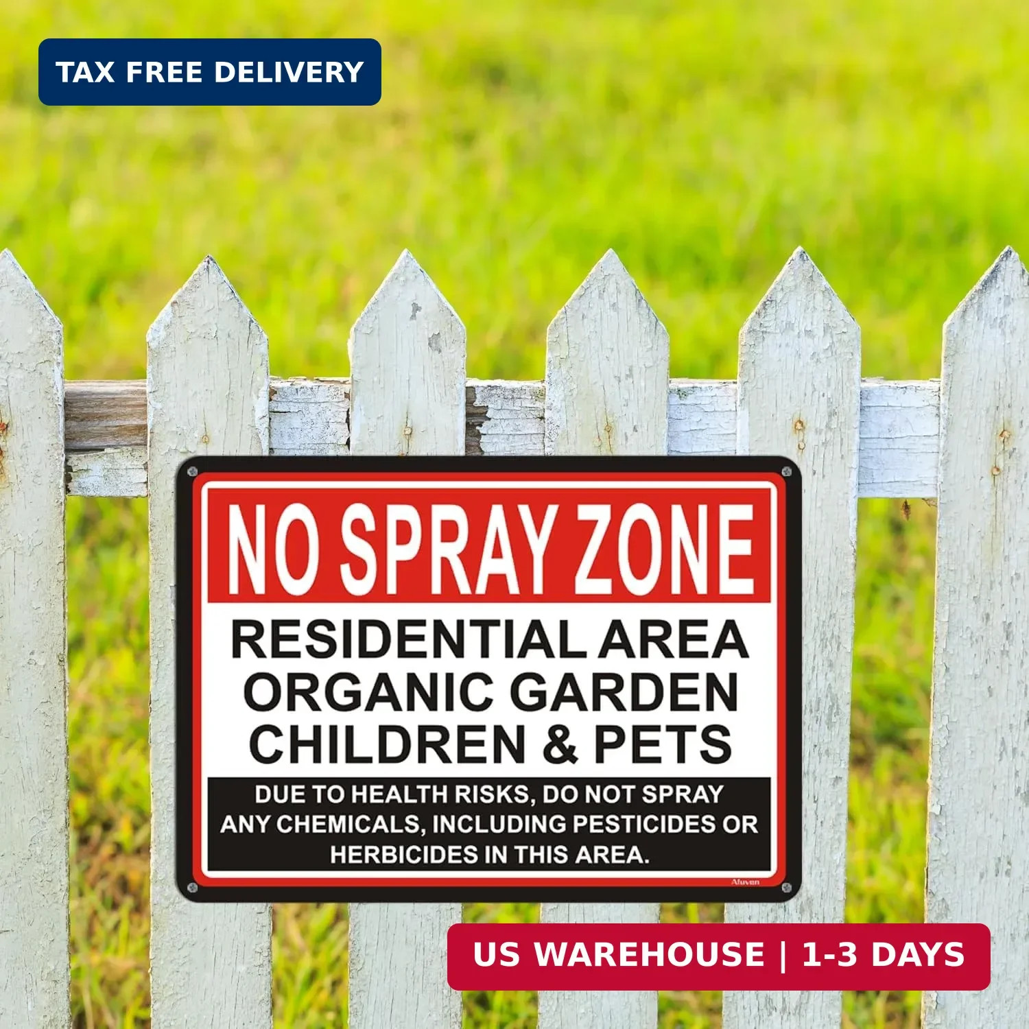 2 Pack No Spray Zone Signs Residential Area Organic Garden Children & Pets Signs