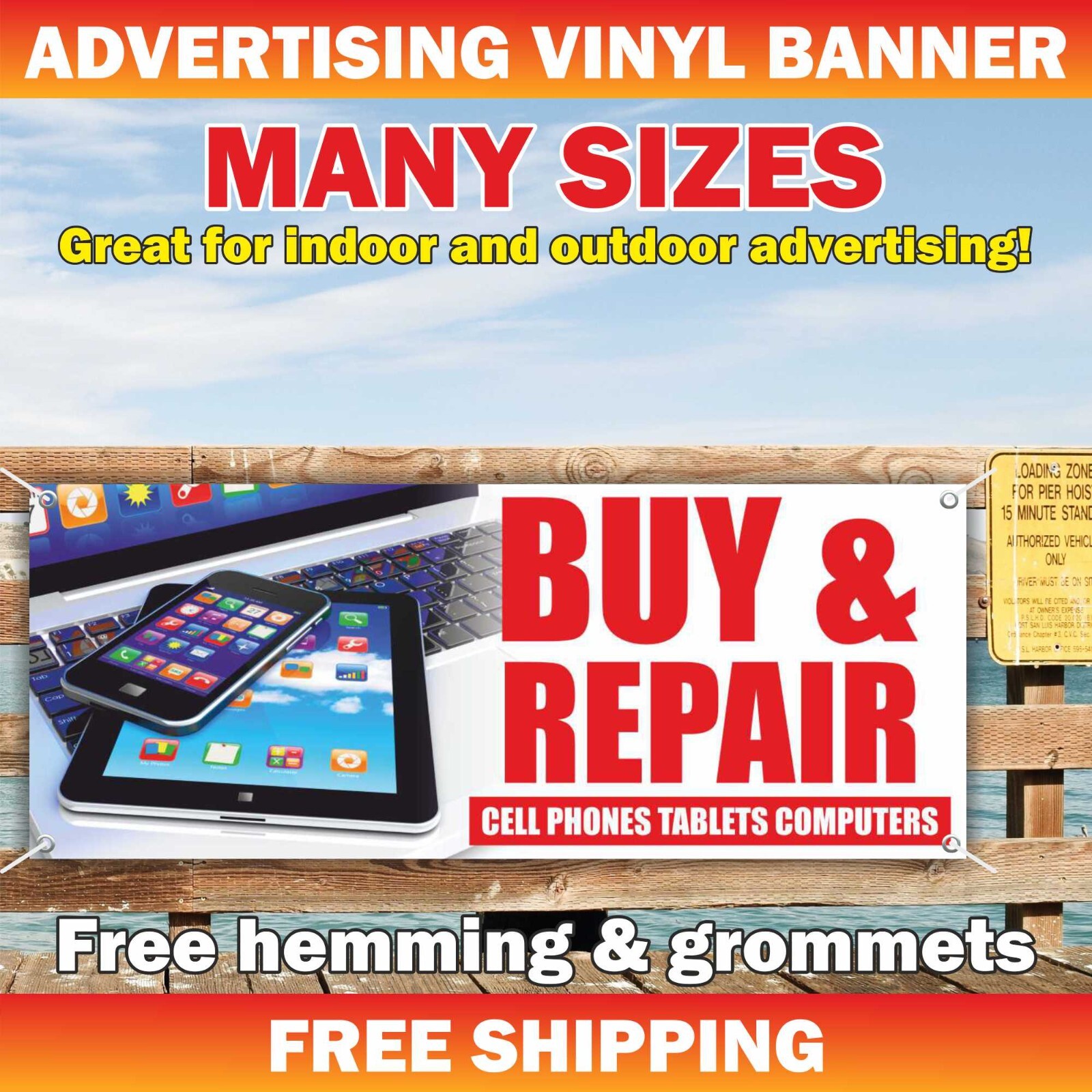 BUY REPAIR CELL PHONES TABLETS COMPUTERS Advertising Banner Vinyl Mesh Sign Fix