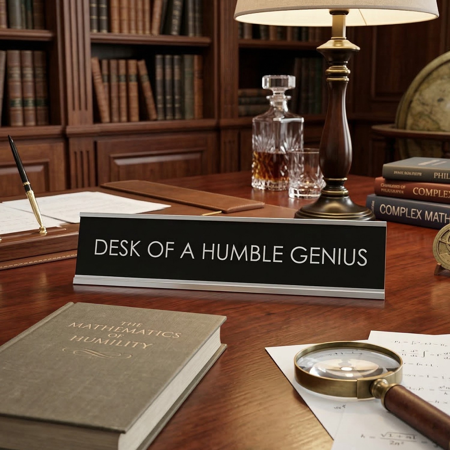 Desk Of A Humble Genius Novelty Desk Sign