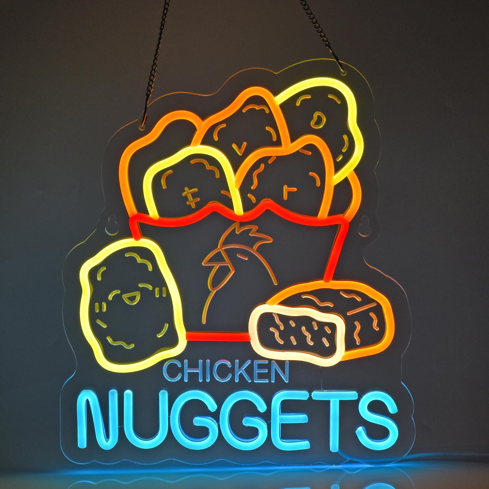 Chicken Nuggets Neon Sign, Neon Lights Hanging Wall Art Decoration for Busine…