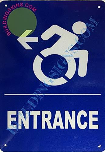 Entrance Left Arrow Sign (Aluminium-Rust Free,Blue, 7X10)- -REF24-1027