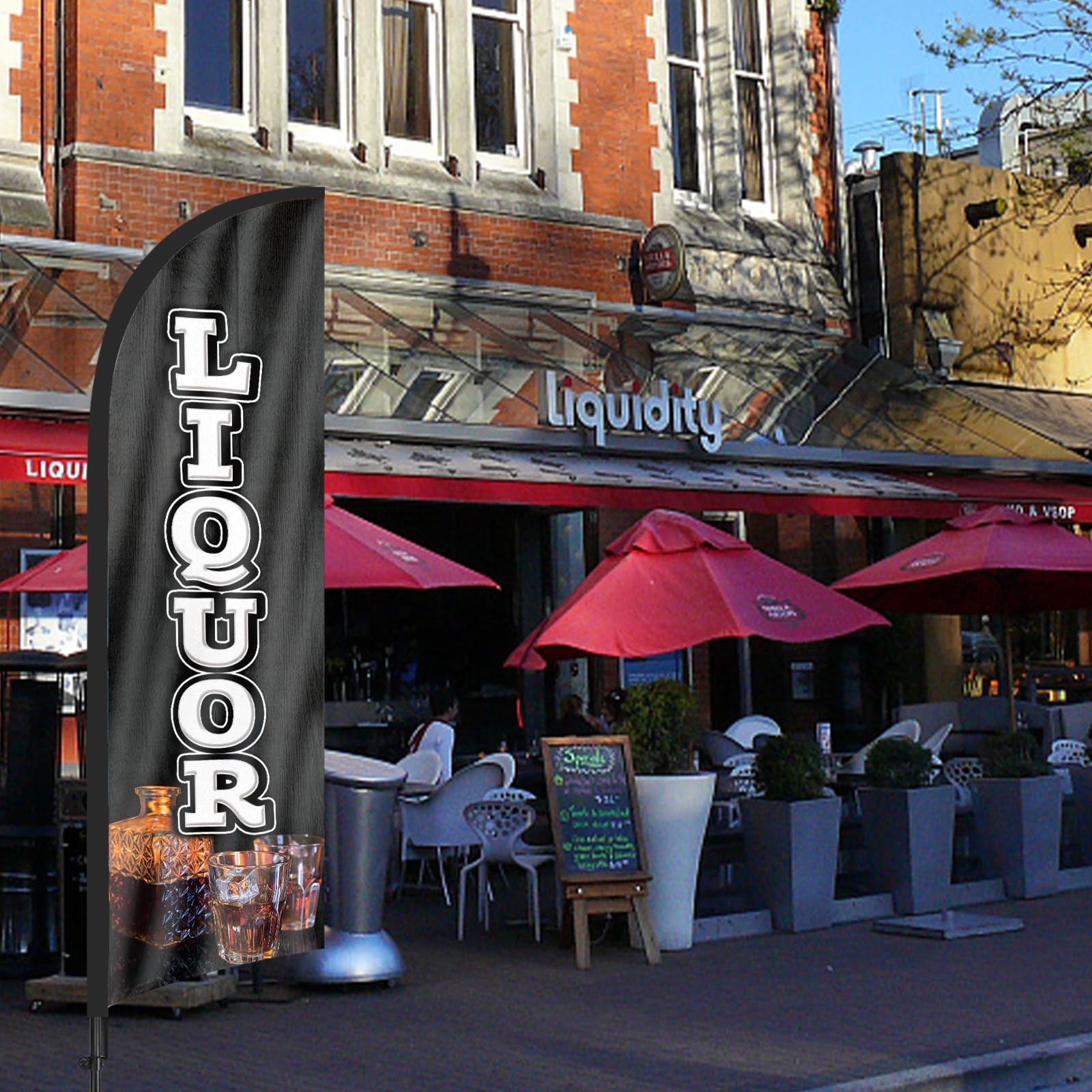 Liquor Feather Flag Banner, 98″ x 22″ Black, Attention-Grabbing Design for Li…