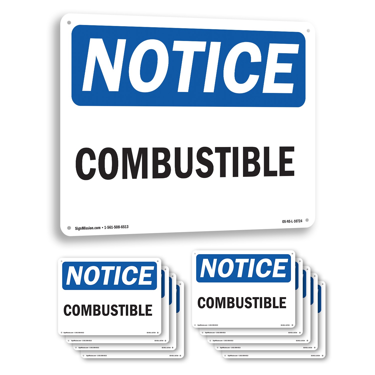 Combustible OSHA Notice Sign Metal, Plastic, Or Decal – 5 or 10 Pack