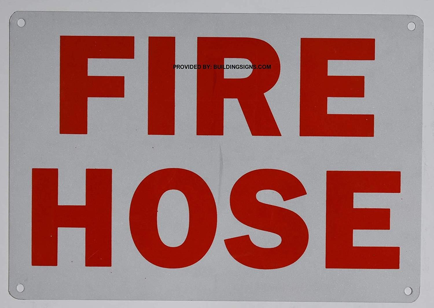FIRE Hose Sign (Reflective !!!!!!! White,Aluminum 7X10)-.REF24-1027