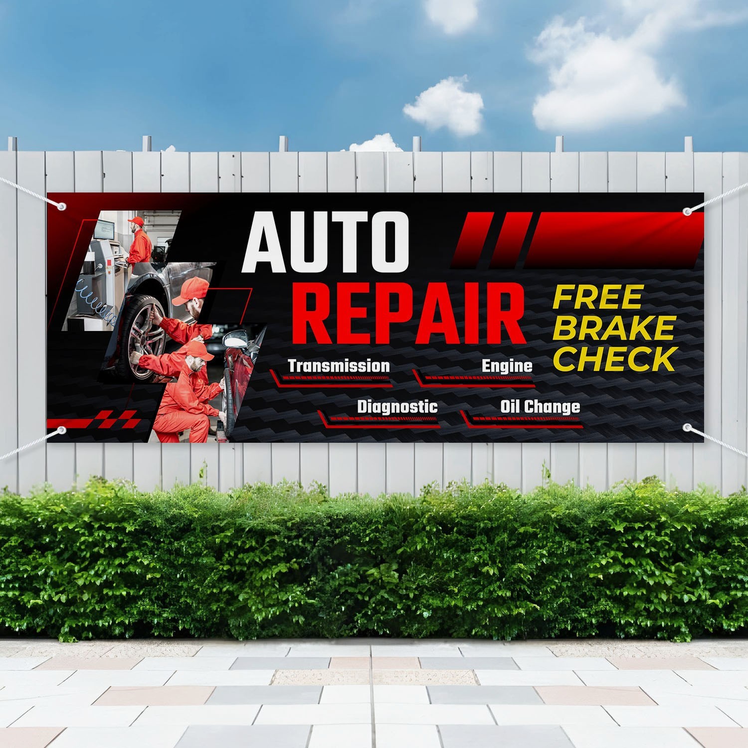 🚗 AUTO REPAIR – FREE BRAKE CHECK | 440gsm Indoor and Outdoor Banner