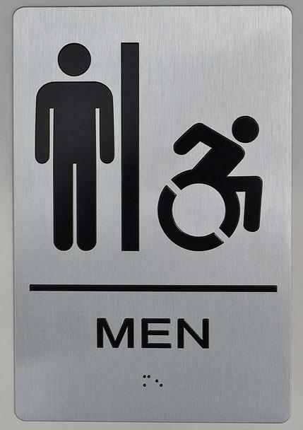 NYC Men Accessible Restroom Sign 6″x9″ -(Aluminium, Brush Silver,Size…ref0420