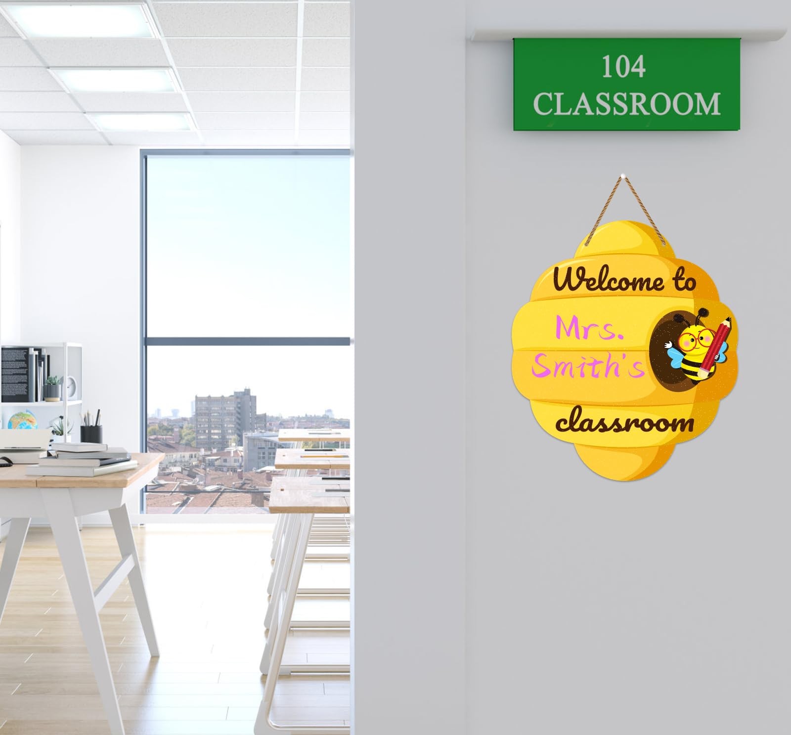 Welcome Sign for Classroom – 10”x11.8” Personalized Welcome to Our Class Si…