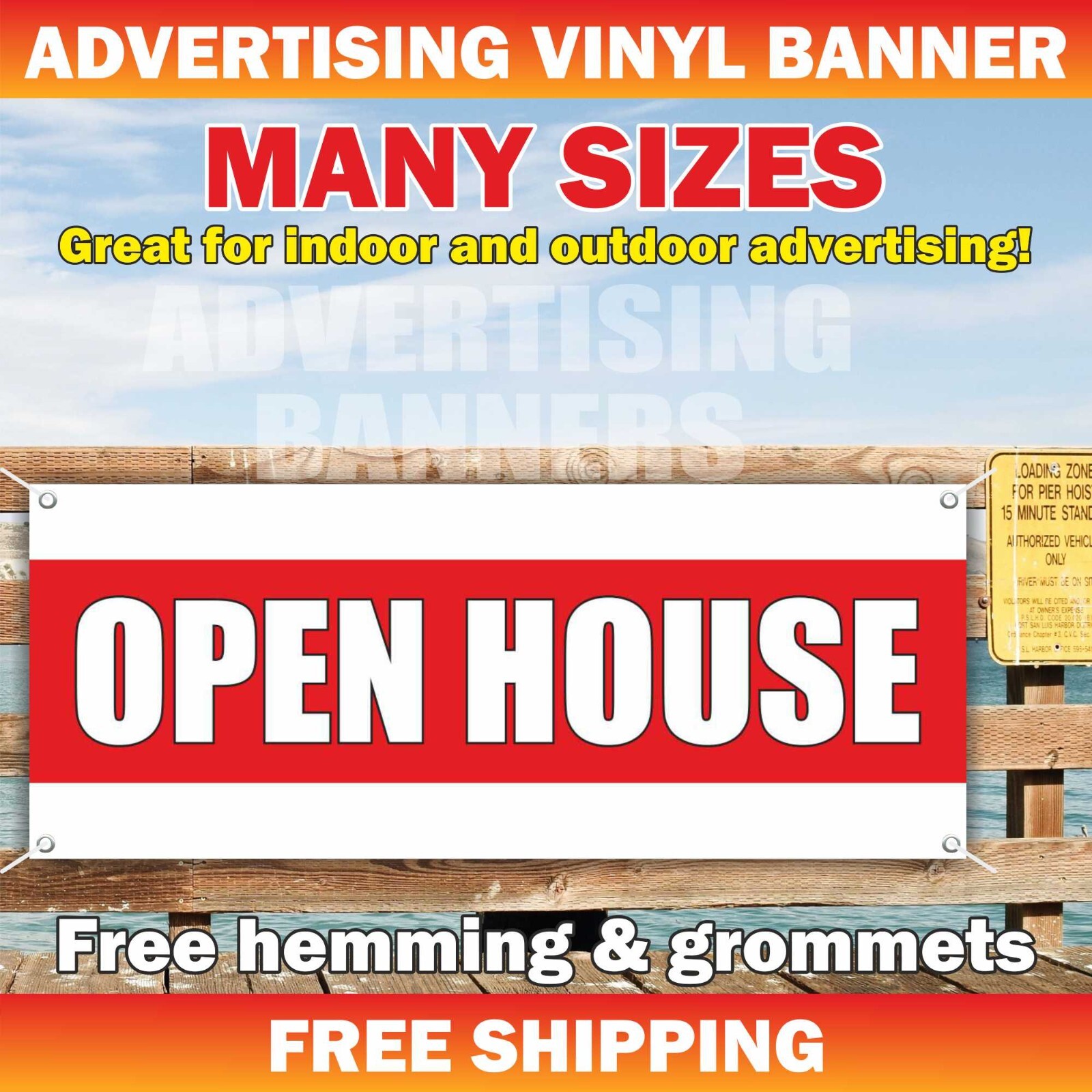 OPEN HOUSE Advertising Banner Vinyl Mesh Sign Welcome We Are Open Grand Big Sale