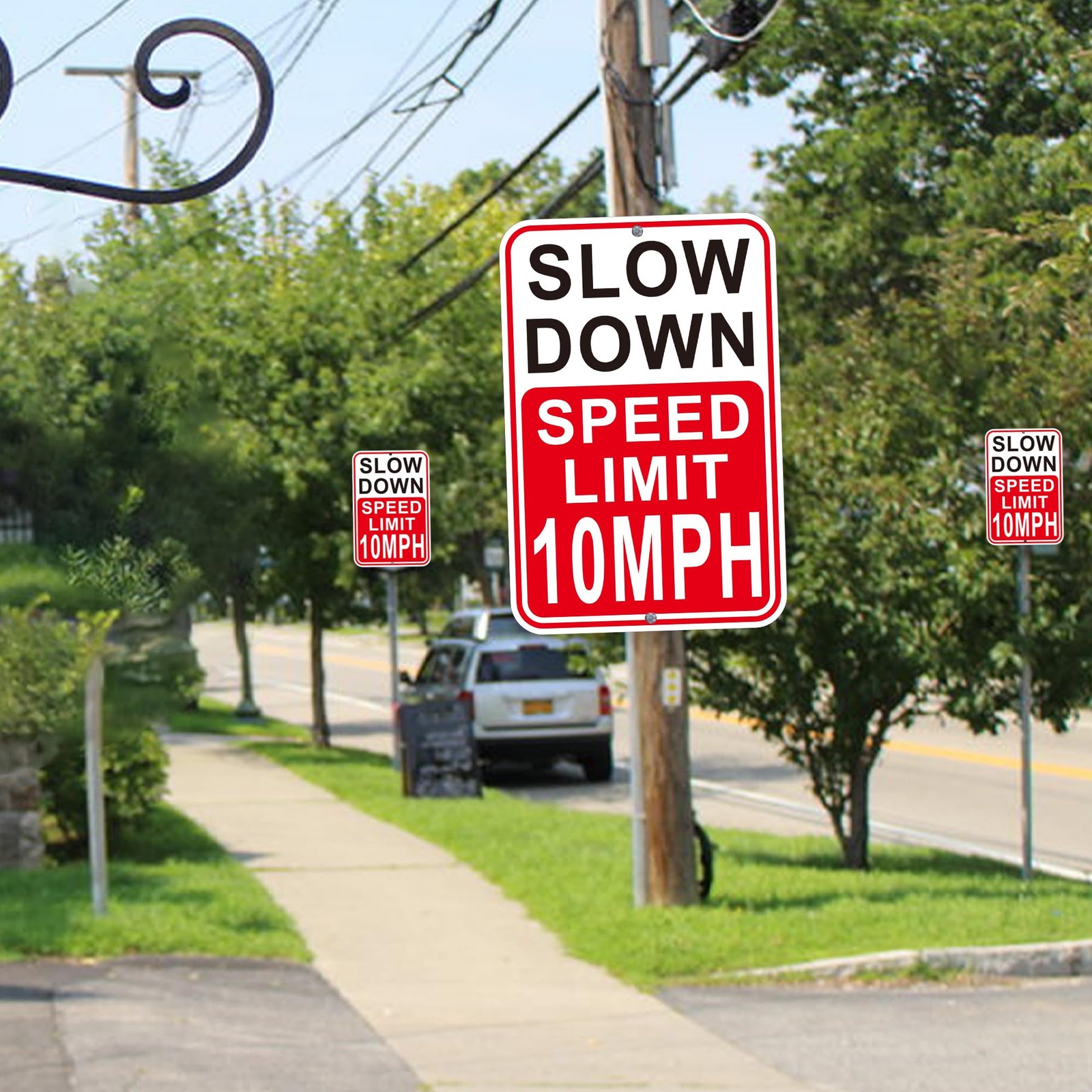 2 Pack Slow Down Speed Limit 10MPH Sign 18×12 Inches Reflective Aluminum