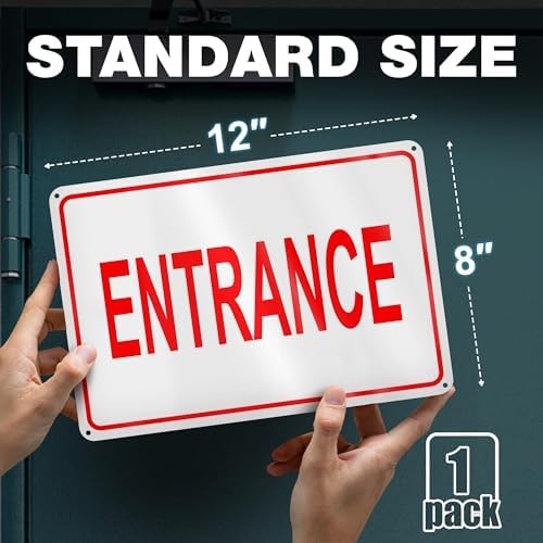 Reflective Entrance Sign, 8×12 Rust-Free Aluminum, Enter Here, Pre-Drilled | Wea