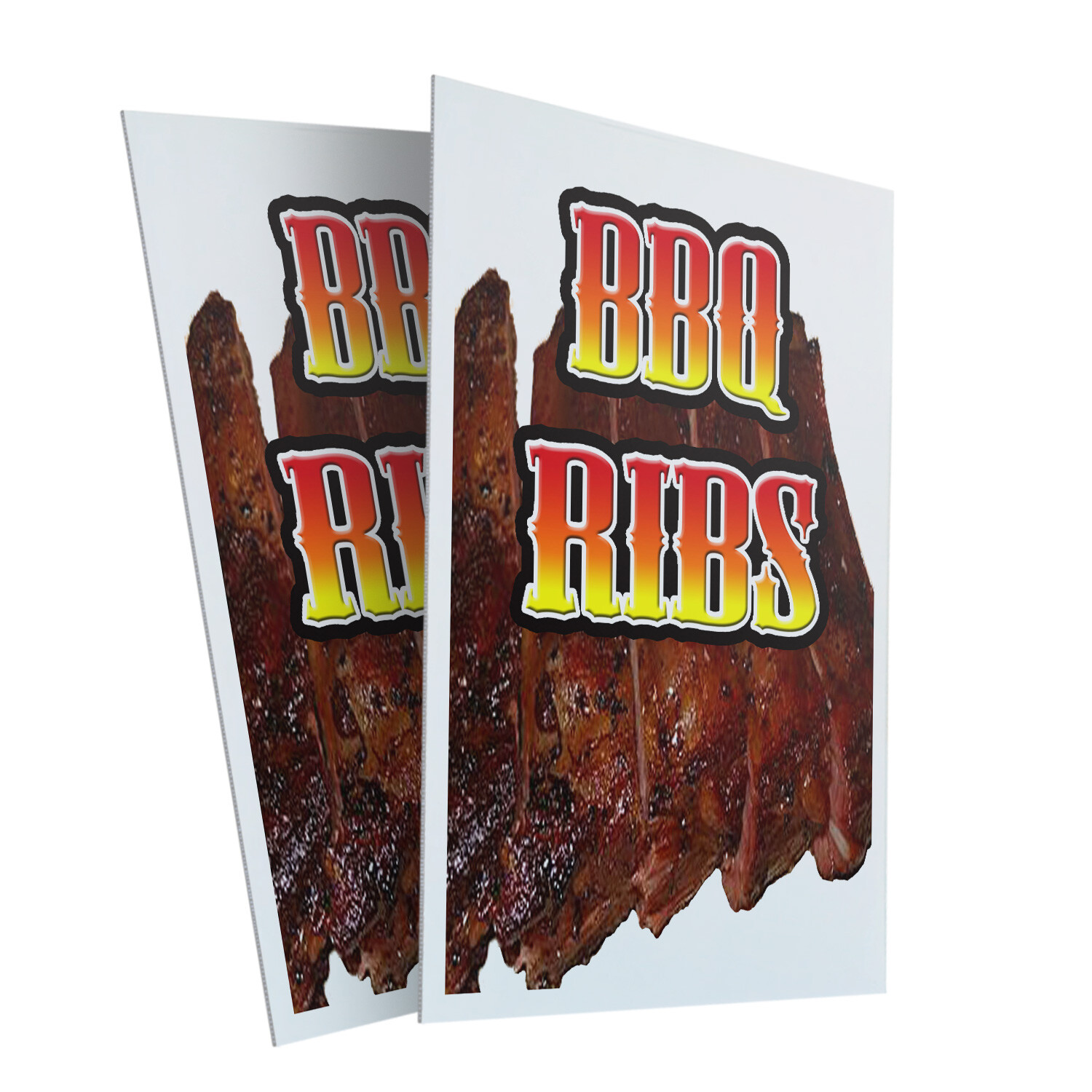 Bbq Ribs 24″ x 36″ 2 Pack Of Store Sign Plastic Or Decal