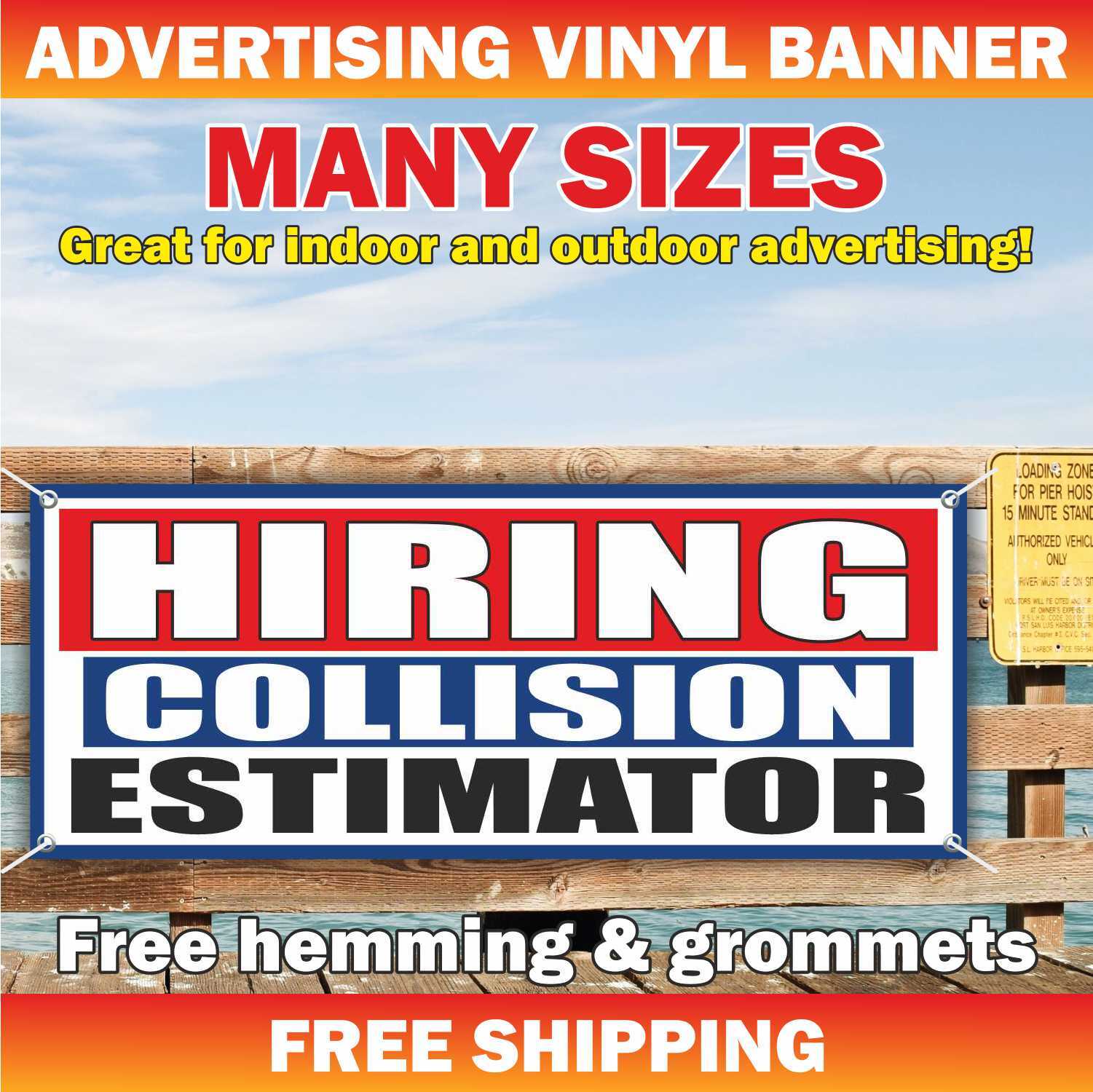 HIRING COLLISION ESTIMATOR Advertising Banner Vinyl Mesh Sign New Job Service