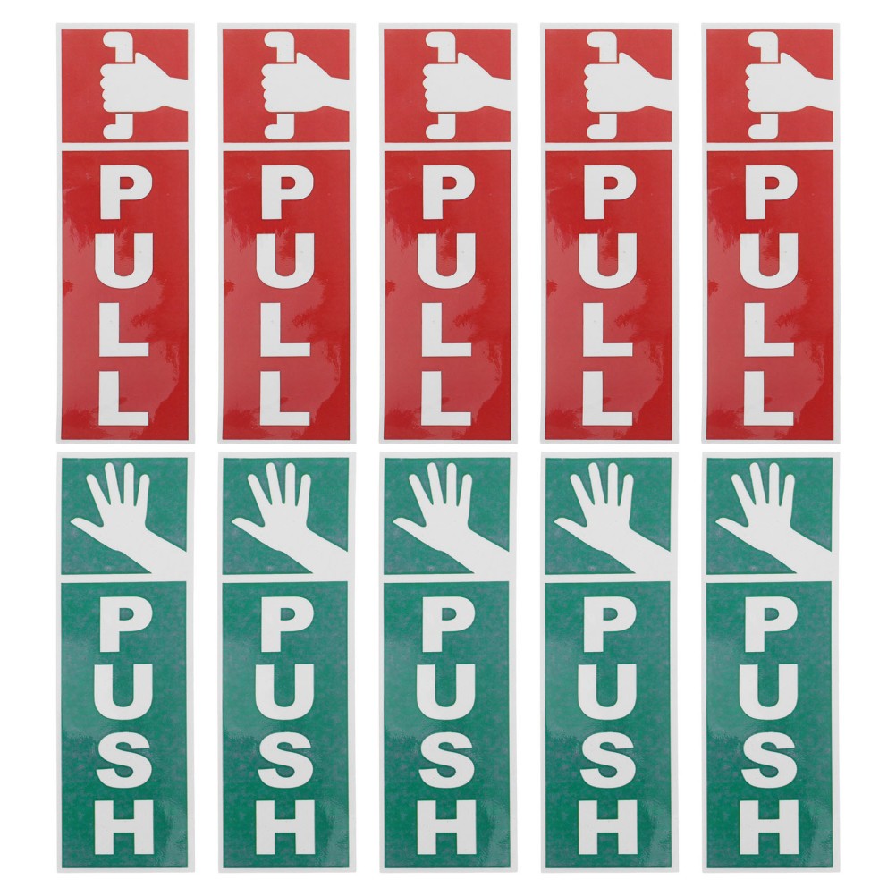 10 Pcs Door Identification Sticker Push Sign for Pull Stickers Glass Funny