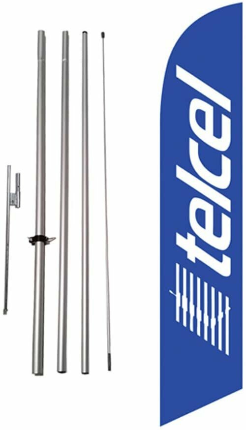 Telcel Advertising Feather Banner Swooper Flag Sign with Flag Pole Kit and…