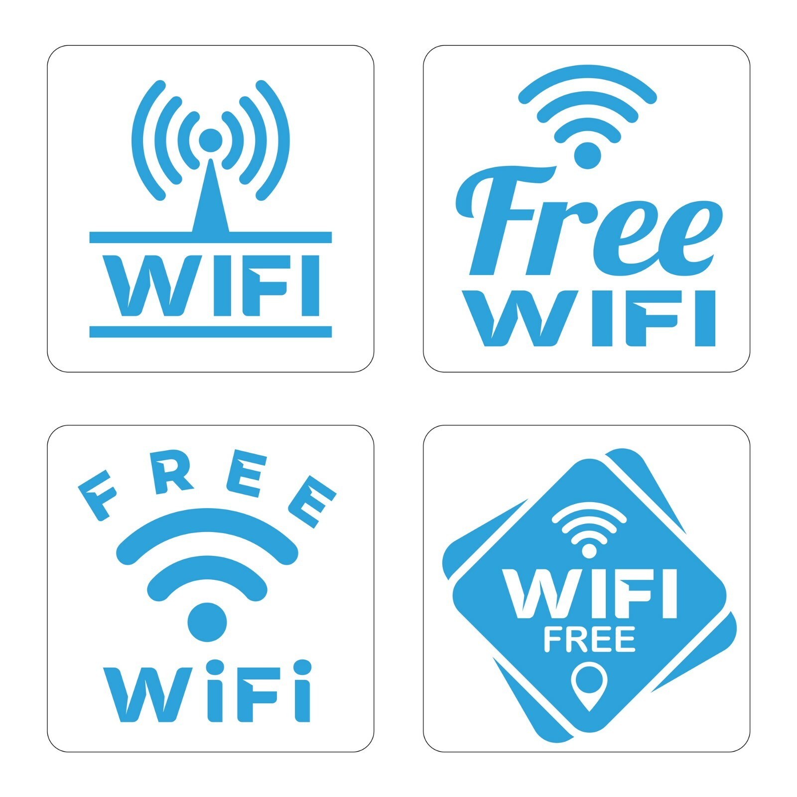 4-PACK FREE WIFI Sticker Window Door Wall Decal Free WIFI Store Retail Signs