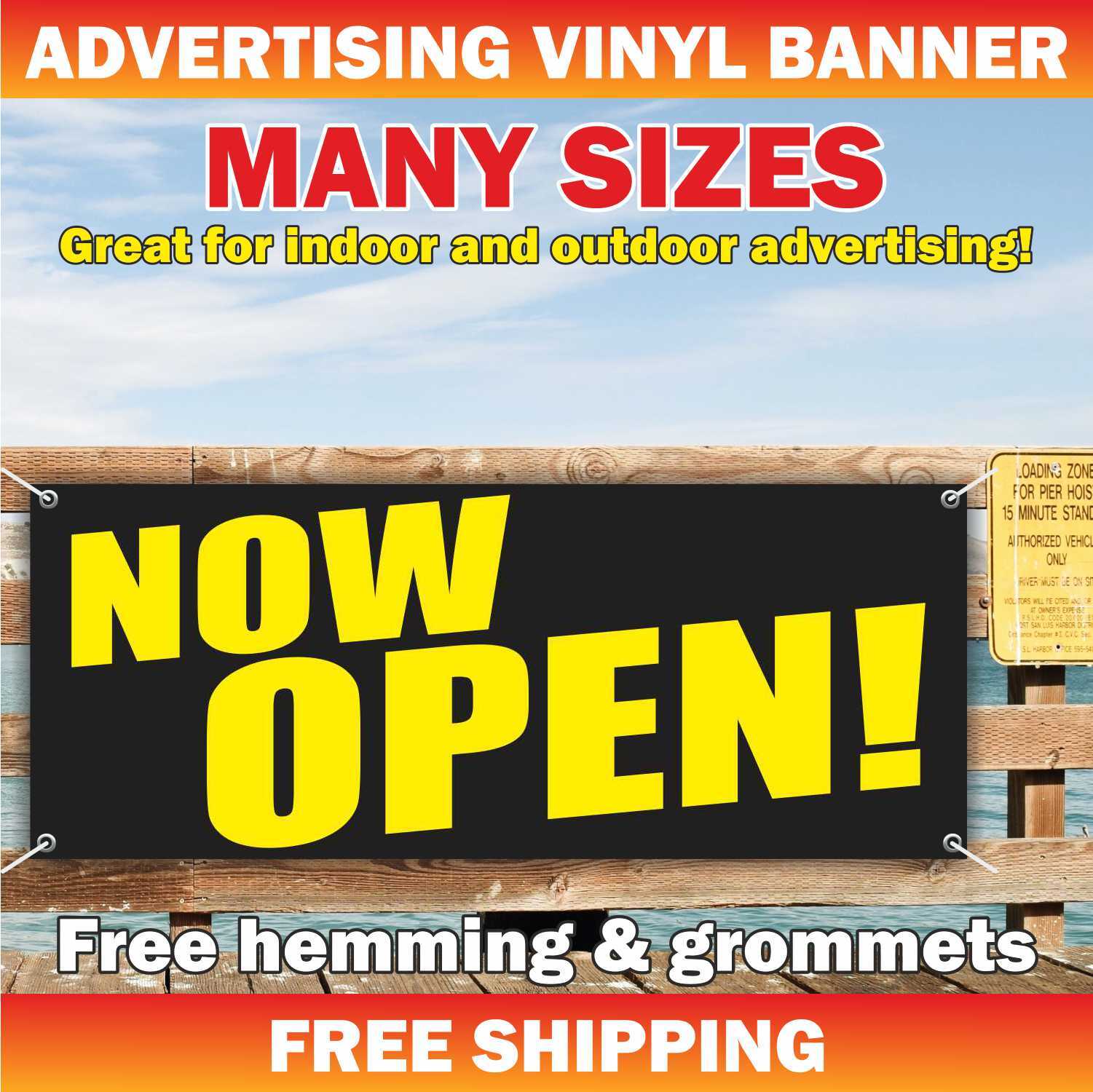 NOW OPEN Advertising Banner Vinyl Mesh Sign Alternative Store Grand Opening