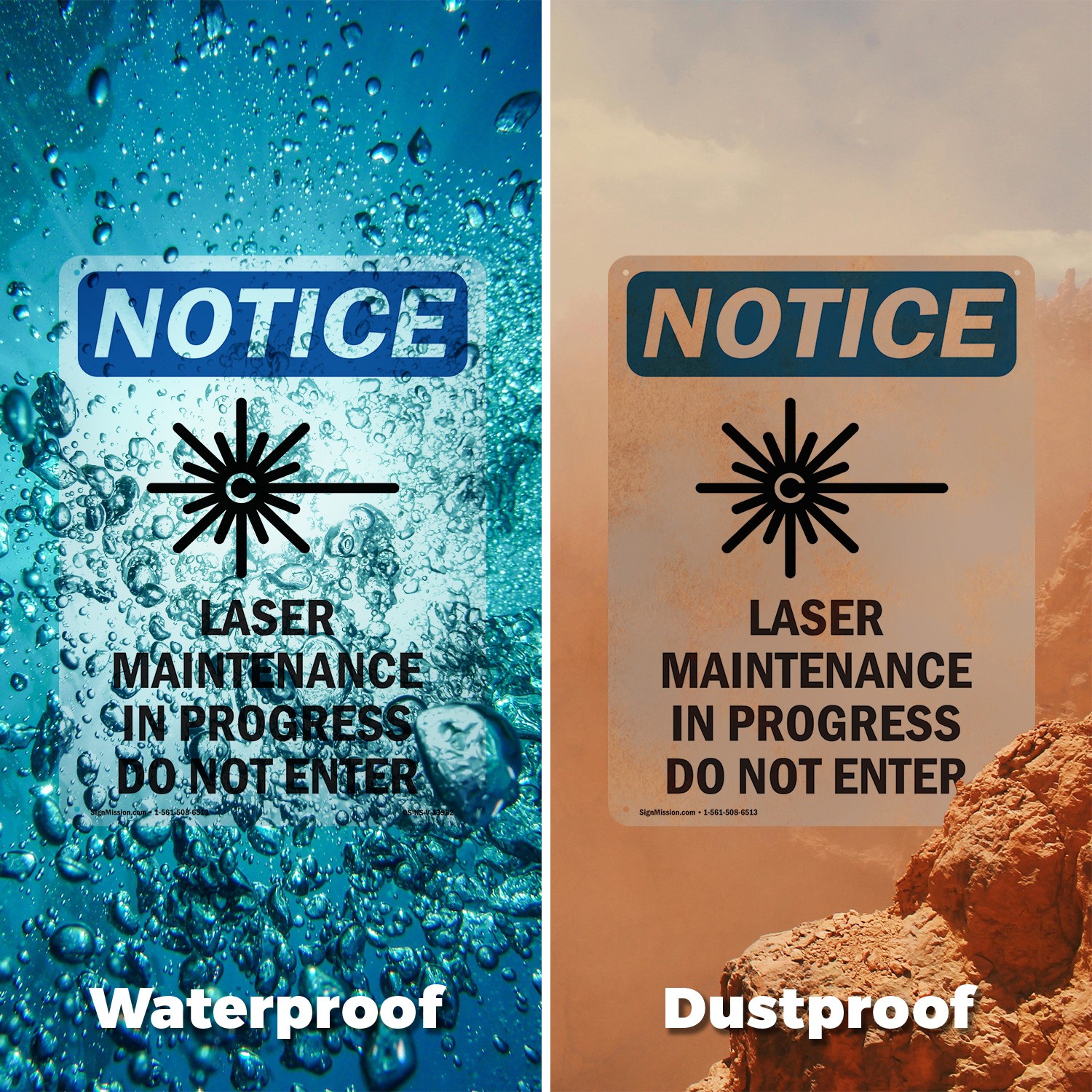 Laser Maintenance In OSHA Notice Sign Metal, Plastic, Or Decal – 5 or 10 Pack
