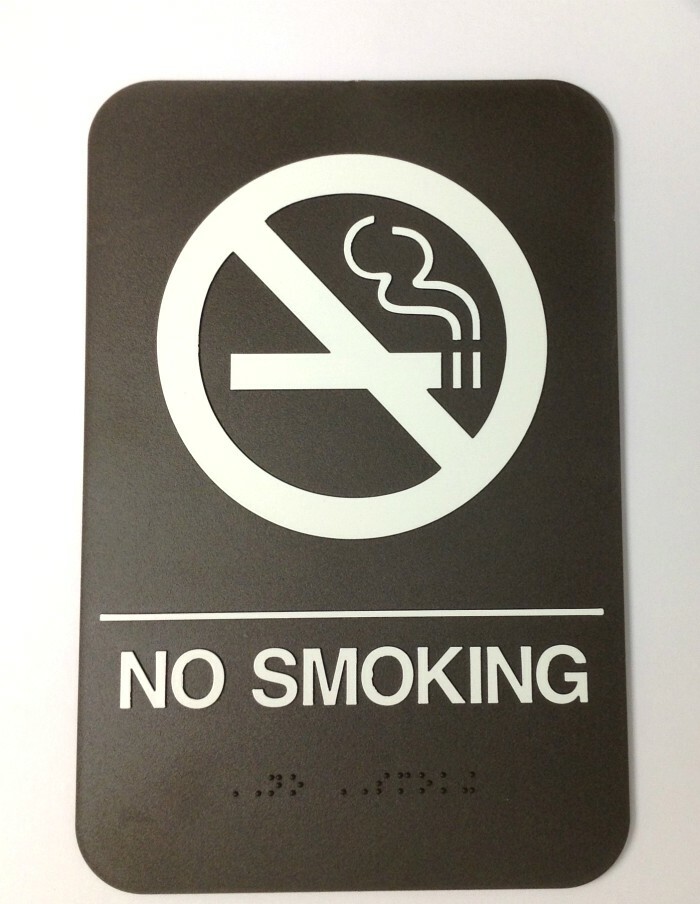 Duro Decal ADA NO SMOCKING Self Adhesive Sign with Braille 6″ x 9″