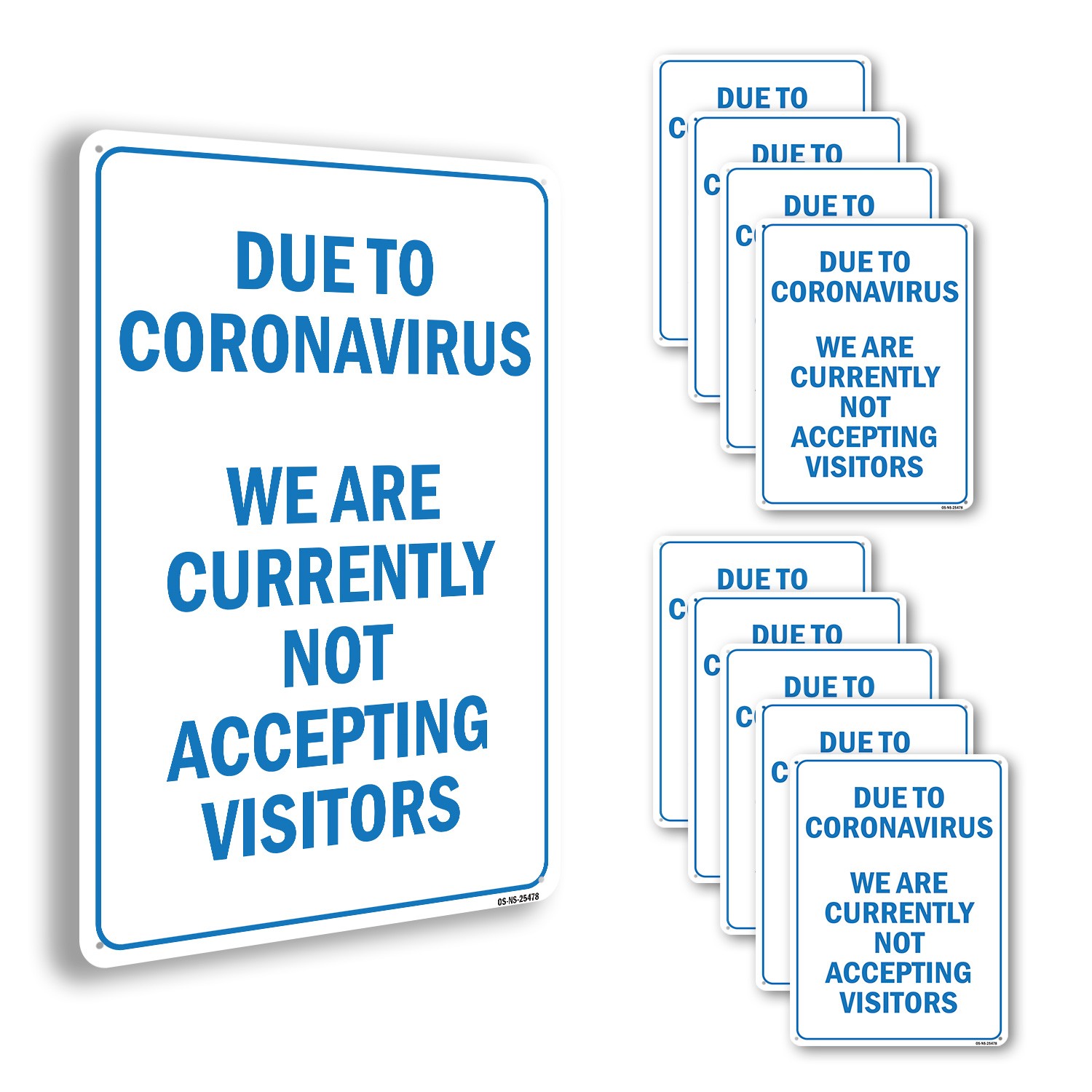 Due To Coronavirus We Are Not Accepting Visitors Public Safety Sign 5/10 Pack