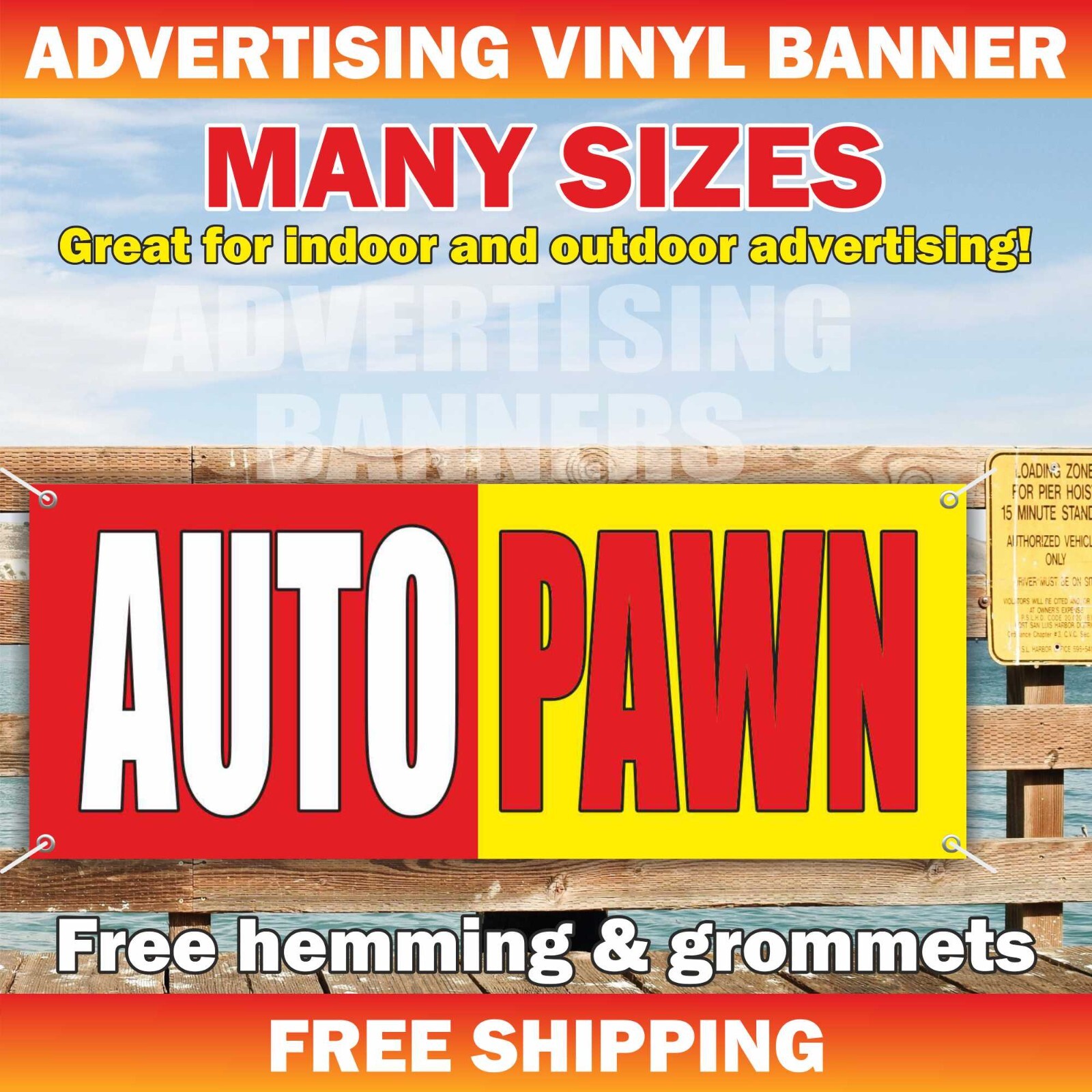 AUTO PAWN Advertising Banner Vinyl Sign shop loan cash credit deposit finance