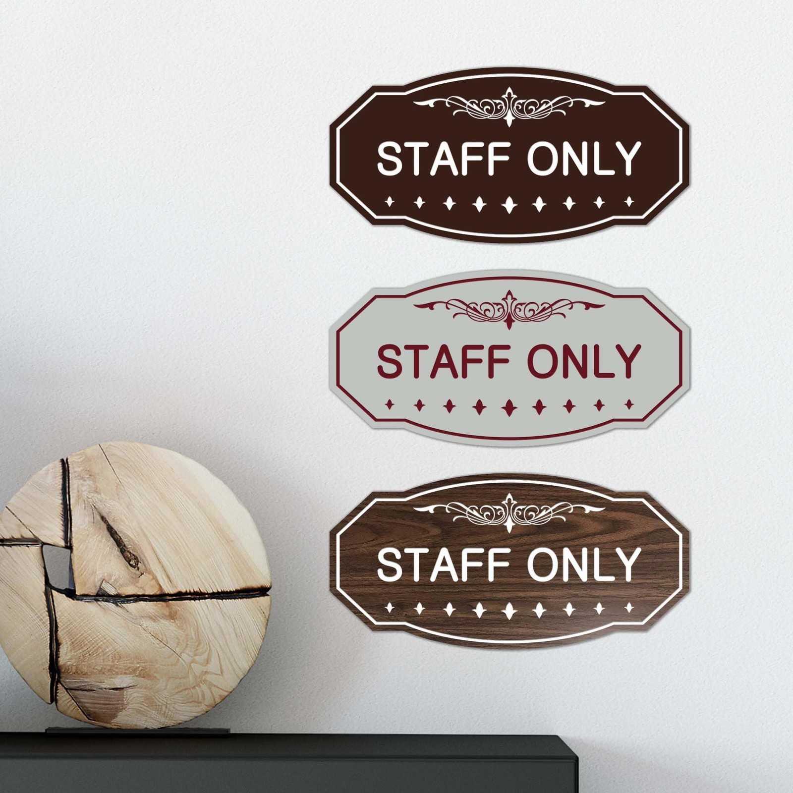 Victorian Staff Only Sign (Yellow / Black) – Medium