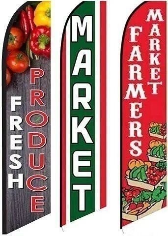 3 Swooper Flags Welcome Fresh Produce SALE Farmers Market