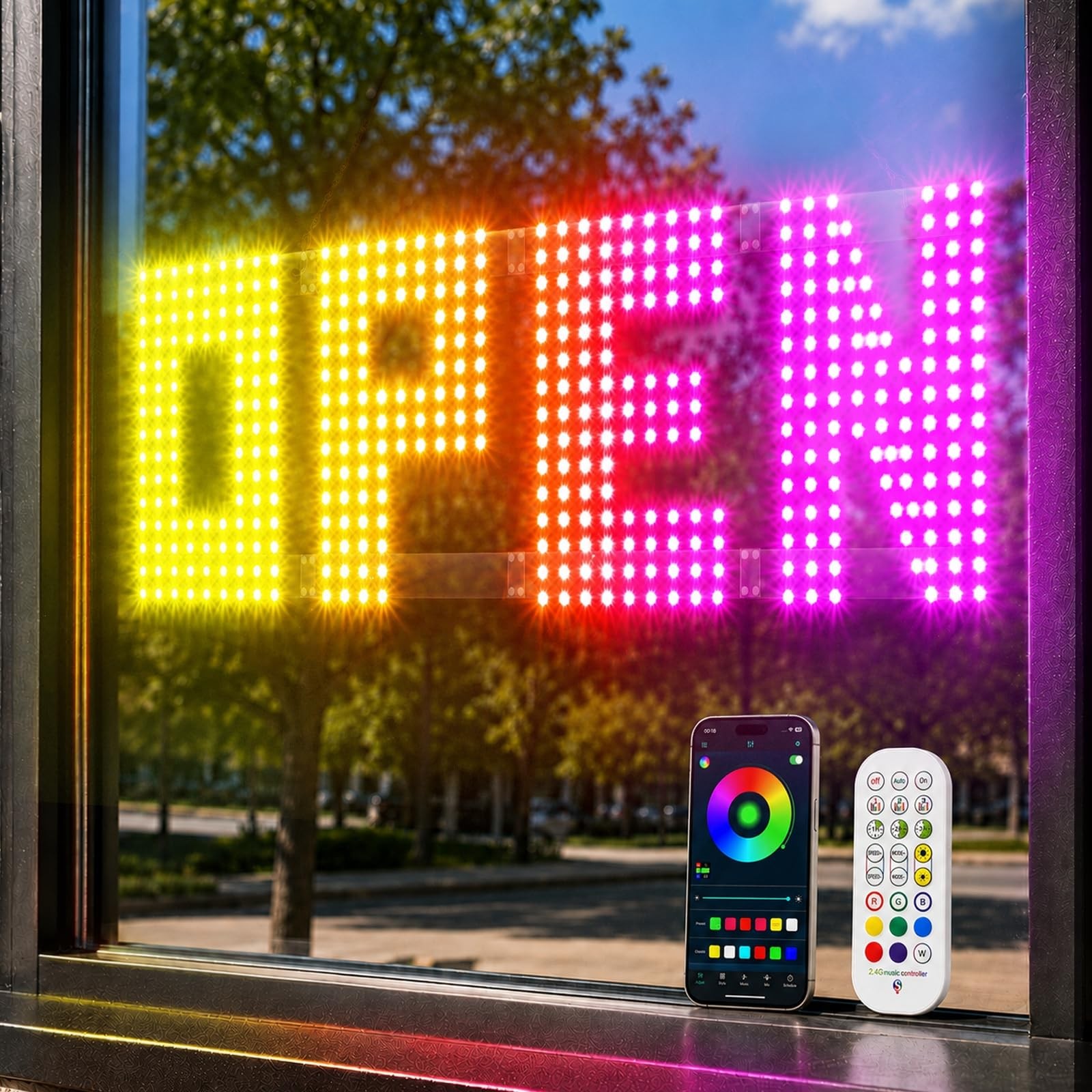 43″ x 14″ Open Sign for Business, Large RGB LED Open Sign with App & Remote C…