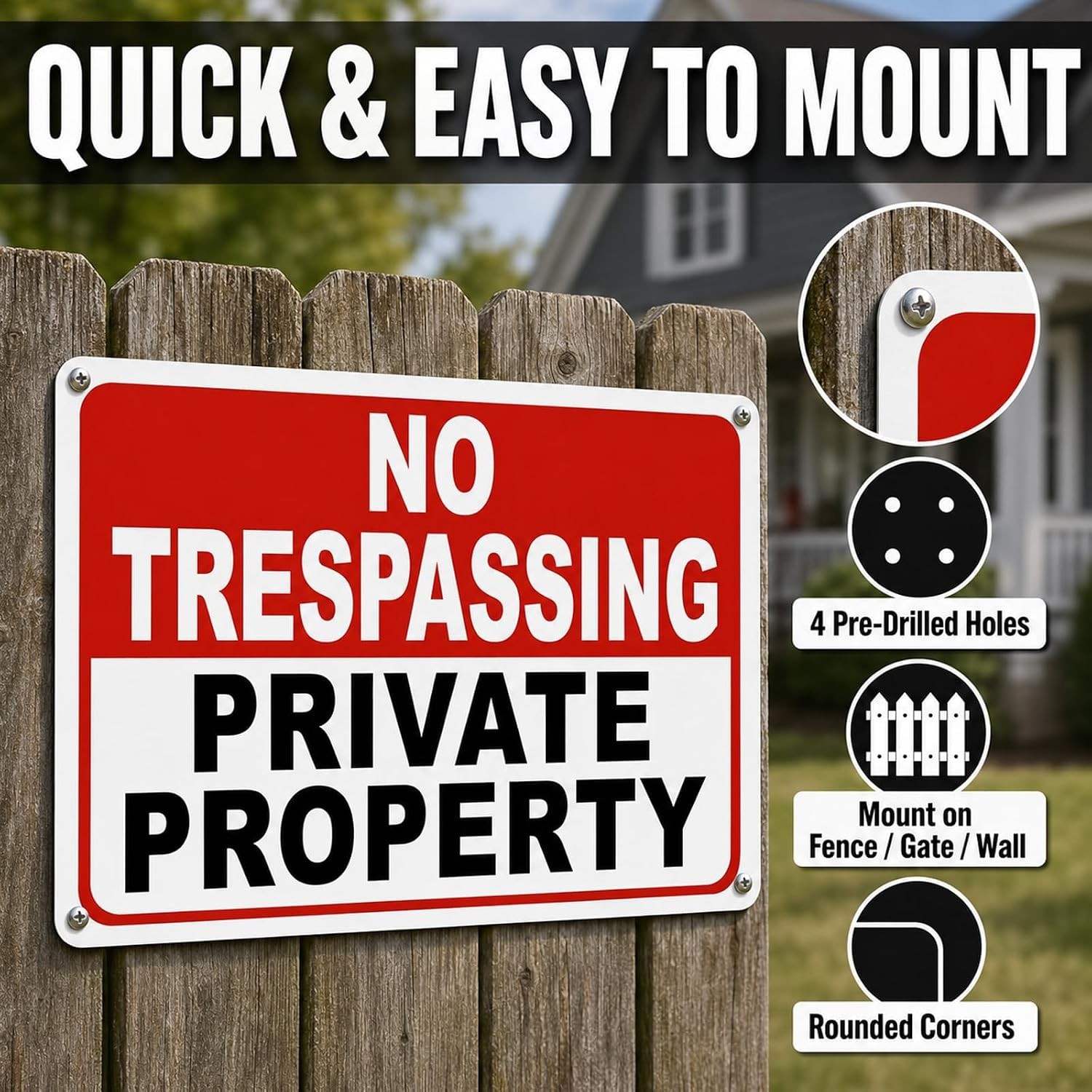 2 Pack No Trespassing Signs Private Property – 10×7 Inch 40 Mil Rust Free Alu…