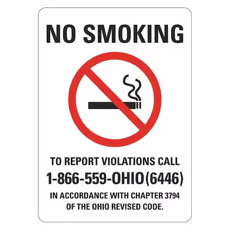 Lyle Lcu1-0192-Ed-Pk2_5X7 No Smoking, 5 In W X 7 In H, Vertical Rectangle,