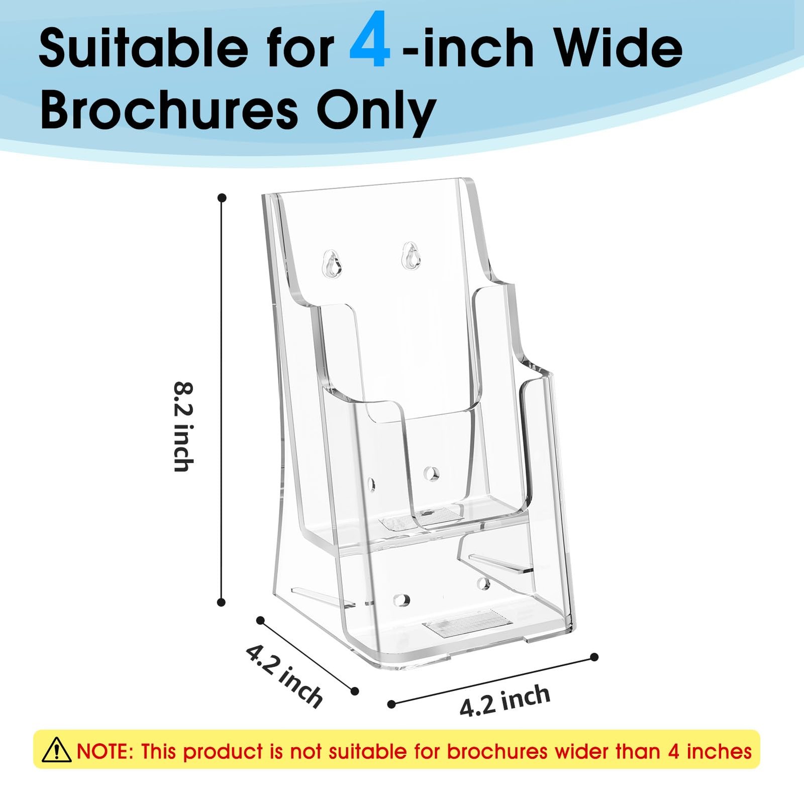 MaxGear Brochure Holder 2 Tier 4×9 inch Acrylic Literature 4 packs, Clear