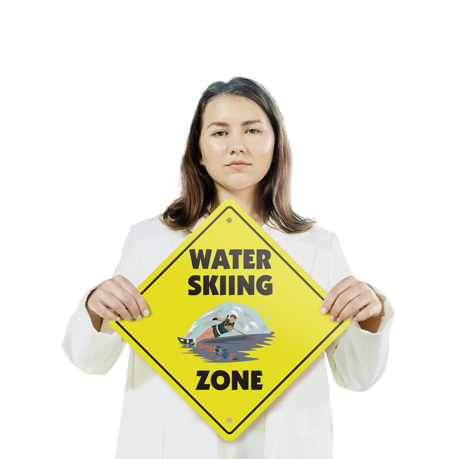 Water Skiing (3 Pack) Plastic Street Sign Crossing Warning Vintage Rustic Beware