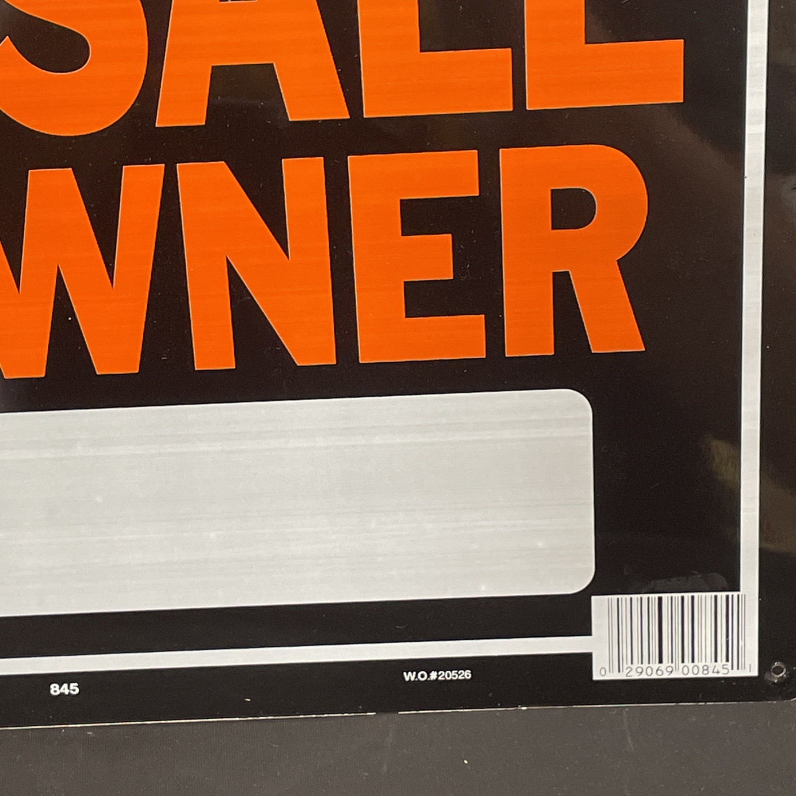 Metal Flexible Sign “For Sale by Owner” Orange Letters Black Background 9 x 14