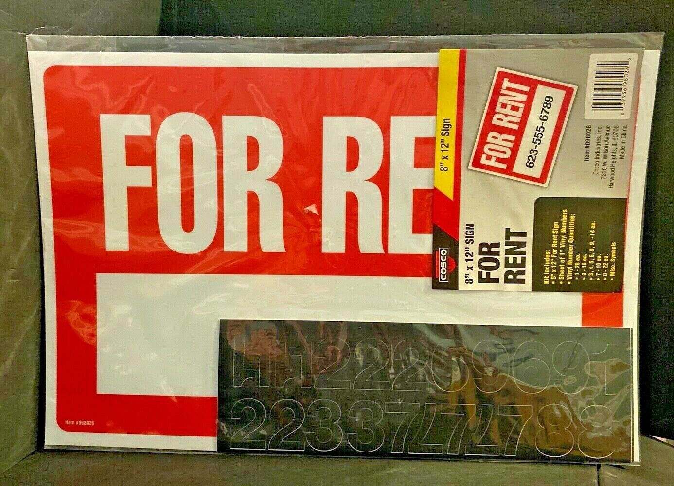 Office Sign For Rent Signs Vinyl Kit Large Number Plastic Rental Product 8″ X 12