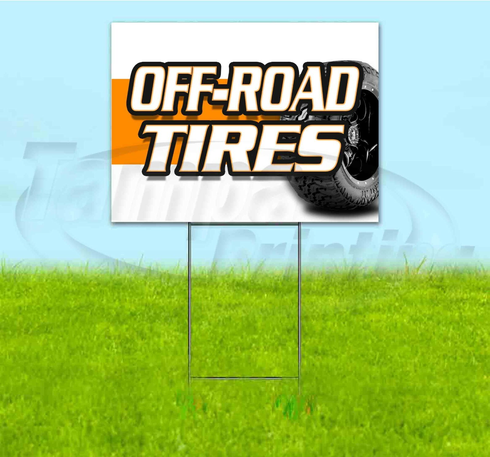 OFF-ROAD TIRES 18×24 Yard Sign WITH STAKE Corrugated Bandit USA BUSINESS AUTO