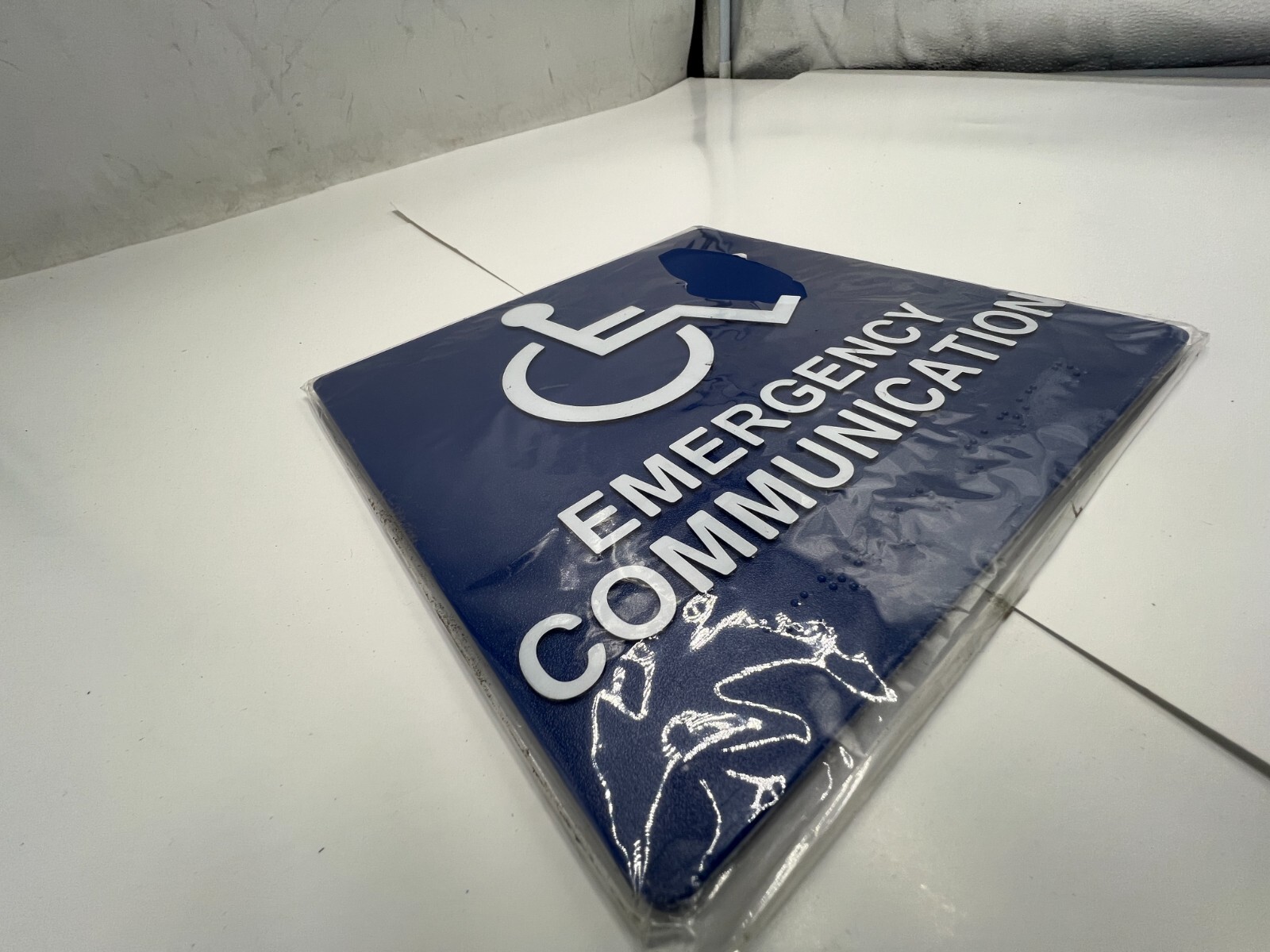 (Qty 3) Alpha RSN7087 Emergency Communication Sign 8″x8″ Plastic Blue