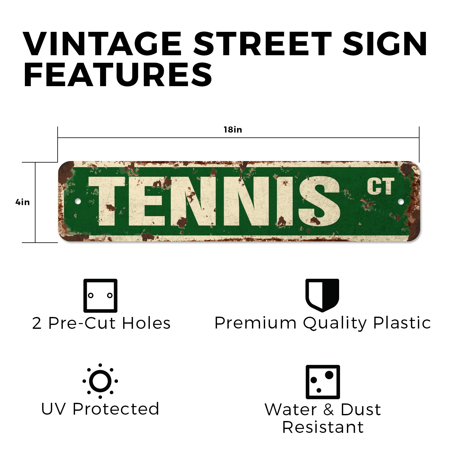 TENNIS Vintage Style Rustic Street Sign Metal court player ball shop teacher
